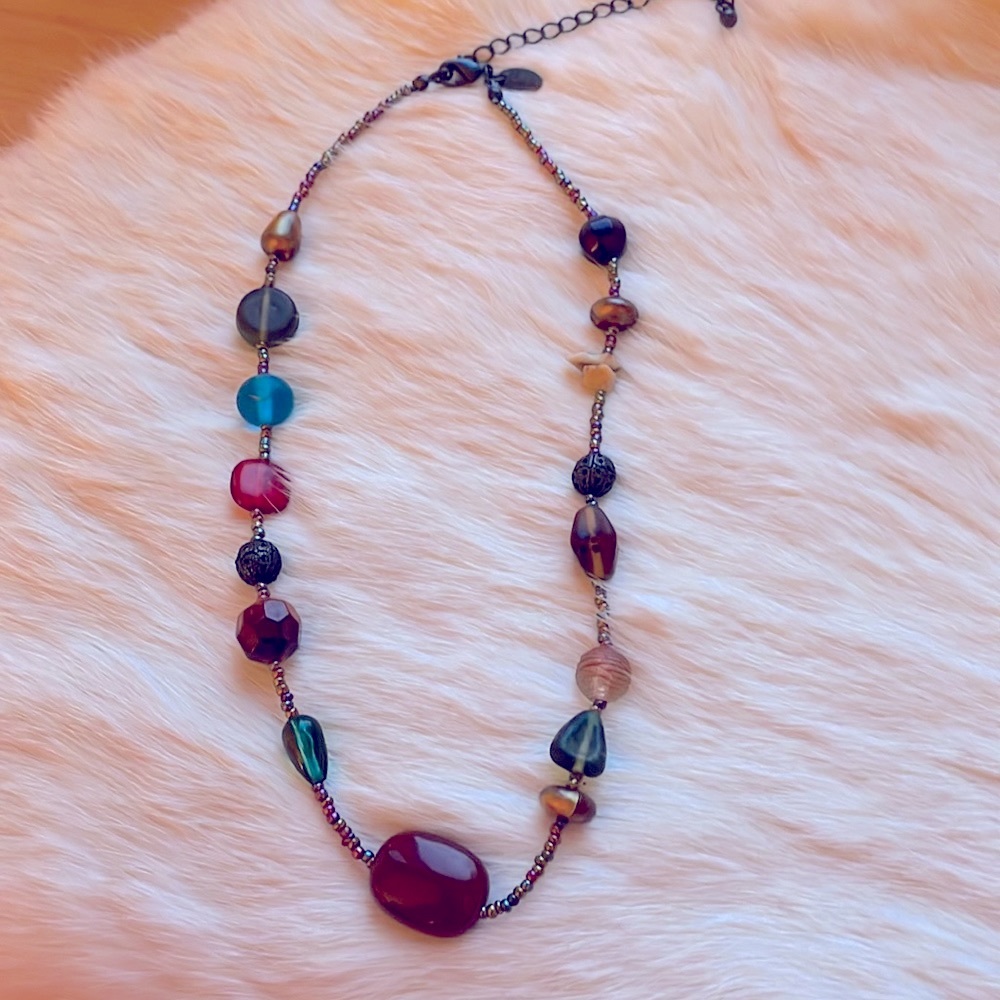 Lia Sophia Glass Beaded Necklace Adjustable